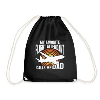 Flight Attendant Papa Stewardess Flight Attendant - Drawstring Bag - black - Front