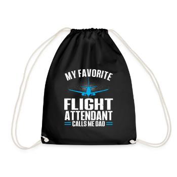 Flight Attendant Papa Stewardess Flight Attendant - Drawstring Bag - black - Front