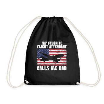 Flight Attendant Papa Stewardess Flight Attendant - Drawstring Bag - black - Front