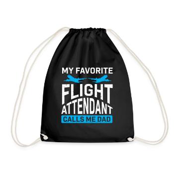 Flight Attendant Papa Stewardess Flight Attendant - Drawstring Bag - black - Front