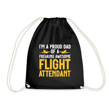 Flight Attendant Papa Stewardess Flight Attendant - Drawstring Bag - black - Front