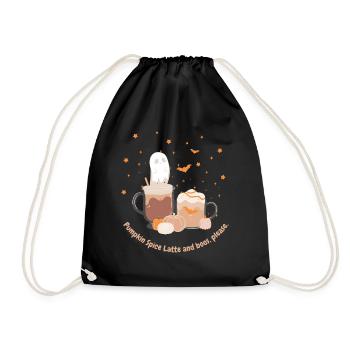 Pumpkin Spice Latte and Boos! Cute Halloween - Drawstring Bag - black - Front