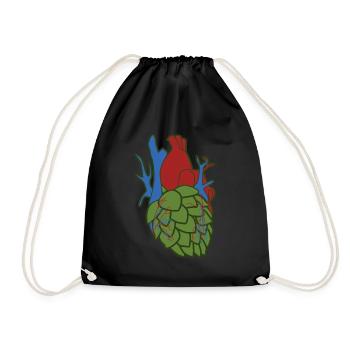 Hops Heart Beer Brewery Hobby Brewer - Drawstring Bag - black - Front