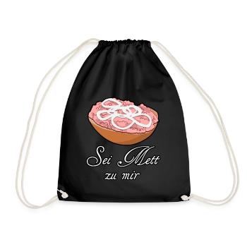 Mettbrötchen Hackfleisch Mett Hack - Turnbeutel - Schwarz - Vorne