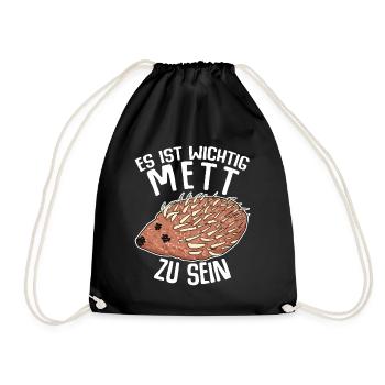 Mettigel Hackfleisch Mett Hack - Turnbeutel - Schwarz - Vorne