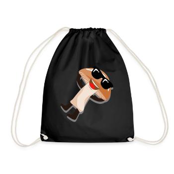 Mushroom with sunglasses mushroom picker mushrooms - Drawstring Bag - black - Front