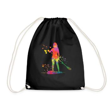 Stand Up Paddling Stand Up Board Sup - Drawstring Bag - black - Front