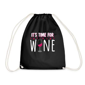Vino wine wine drinker - Drawstring Bag - black - Front