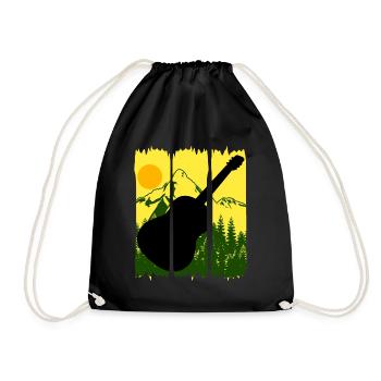 Guitar Nature Hiking Music Guitarist - Drawstring Bag - black - Front