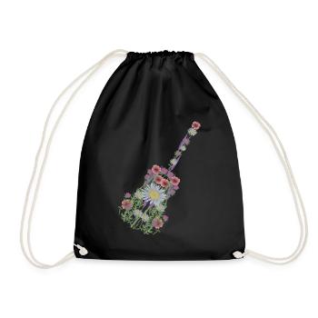 Guitar Flowers Music Guitarist - Drawstring Bag - black - Front