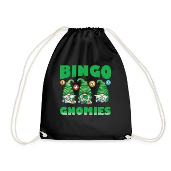 Bingo Gnomies Women Men Funny Bingo - Drawstring Bag - black - Front