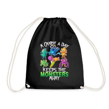 One candy a day Monster Funny Halloween - Drawstring Bag - black - Front