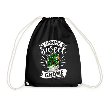 Xmas Gnomies Gnome Sweet Gnome Christmas Gnome - Drawstring Bag - black - Front