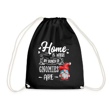Home Is Where My Gnomies Are Christmas Gnome - Drawstring Bag - black - Front