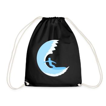 Surfer Surfbrett Runde Blaue Kreis Welle Surfen - Turnbeutel - Schwarz - Vorne