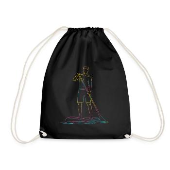 Stand Up Paddling Stand Up Board Sup - Drawstring Bag - black - Front