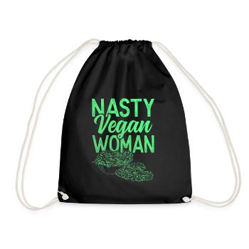 vegan frau - Turnbeutel - Schwarz - Vorne
