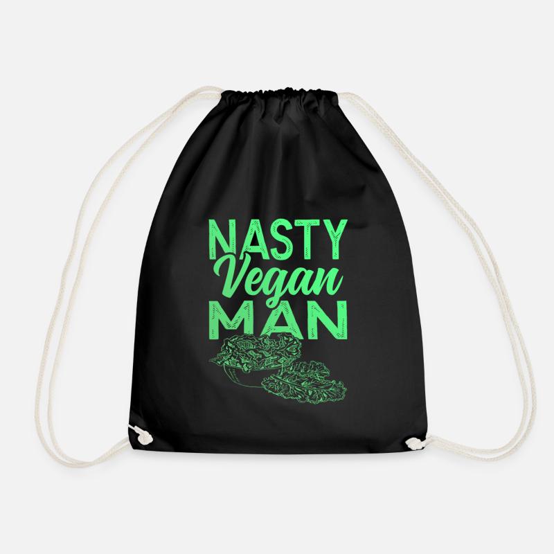vegan mann - Turnbeutel - Schwarz