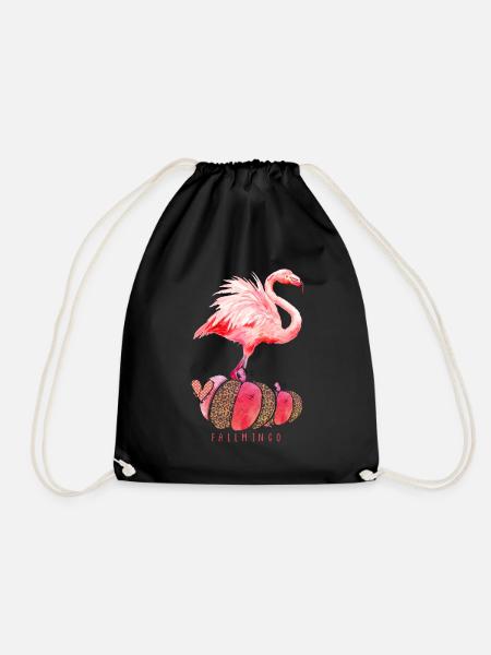 Fallmingo Herbst Leo Kürbis Flamingo - Turnbeutel - Schwarz