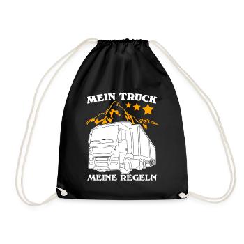 LKW Witz Trucker LKW-Fahrer Lastwagen - Turnbeutel - Schwarz - Vorne