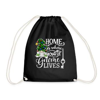 Home Is Where Your Gnome Lives Weihnachtsgnom - Drawstring Bag - black - Front