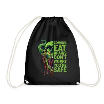 Zombies eat brains Don't worry, you're safe - Drawstring Bag - black - Front