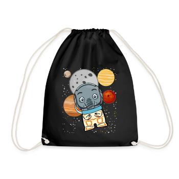 Elephant in Space Astronomy Elephants - Turnbeutel - Schwarz - Vorne