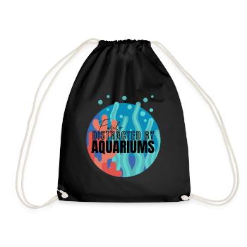🐠 "Aquarium Day Dreamer." - Shirt 🐠 - Drawstring Bag - black - Front