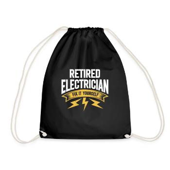 Retired Electrician Gift Electrician - Drawstring Bag - black - Front