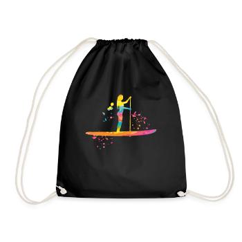 Stand Up Paddling Stand Up Board Sup - Drawstring Bag - black - Front