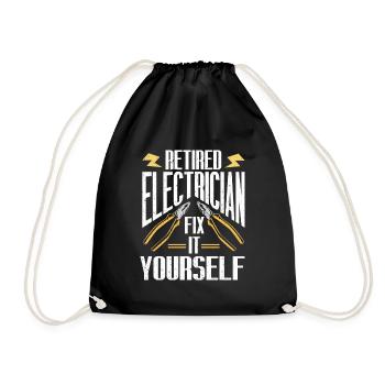 Retired Electrician Gift Electrician - Drawstring Bag - black - Front