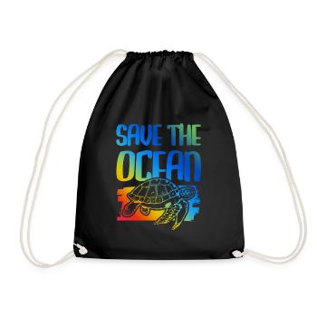 Sauvez la tortue de l’océan - Sac de sport léger - noir - Devant