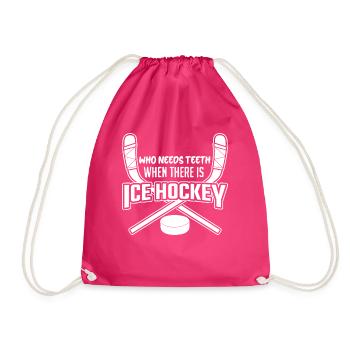 Funny Ice Hockey Joke - Drawstring Bag - fuchsia - Front
