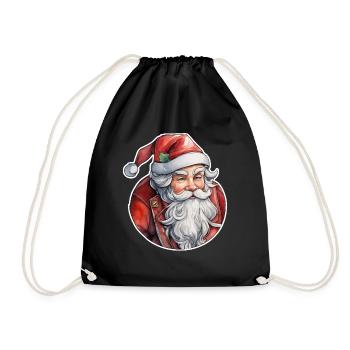 Santa Claus - Traditional and Watercolor - Drawstring Bag - black - Front