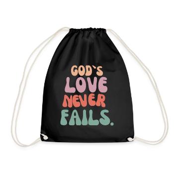 "God's Love Never Fails" - Turnbeutel - Schwarz - Vorne