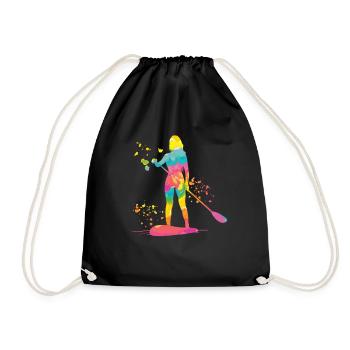 Stand Up Paddling Stand Up Board Sup - Drawstring Bag - black - Front