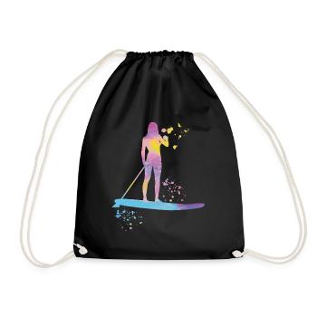 Stand Up Paddling Stand Up Board Sup - Drawstring Bag - black - Front