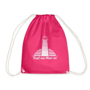 Head Out of Sea On Coast North Sea Baltic Sea East Frisia - Drawstring Bag - fuchsia - Front