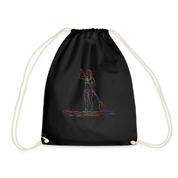 Stand Up Paddling Stand Up Board Sup - Drawstring Bag - black - Front