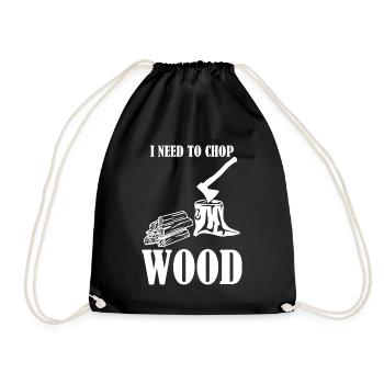 Fire Wood Oven Fireplace Firewood - Drawstring Bag - black - Front