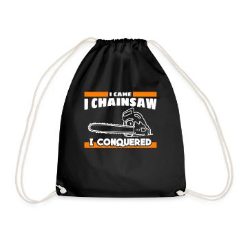Chain Saw Cutting Wood Chainsaw - Drawstring Bag - black - Front
