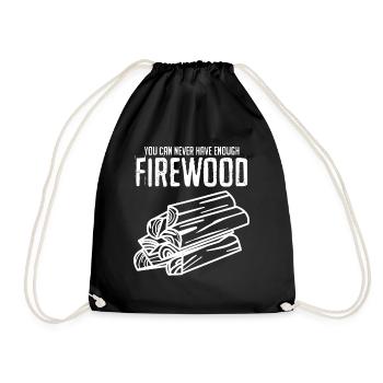 Fireplace Firewood Fire Wood Oven - Drawstring Bag - black - Front