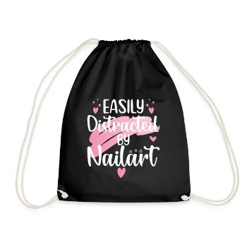 Easily distracted by nail art Nail Tech - Drawstring Bag - black - Front