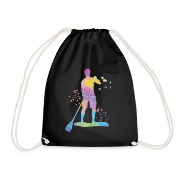 Stand Up Paddling Stand Up Board Sup - Drawstring Bag - black - Front