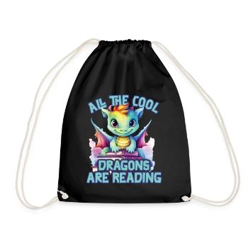 Alle Coolen Kids Lesen Drachen - Turnbeutel - Schwarz - Vorne