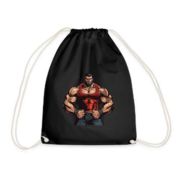 Bodybuilder Muscles Gym Workout - Drawstring Bag - black - Front