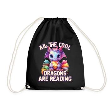 Alle Coolen Kids Lesen Drachen - Turnbeutel - Schwarz - Vorne