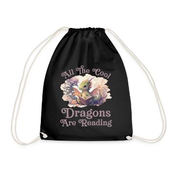 Alle Coolen Kids Lesen Drachen - Turnbeutel - Schwarz - Vorne
