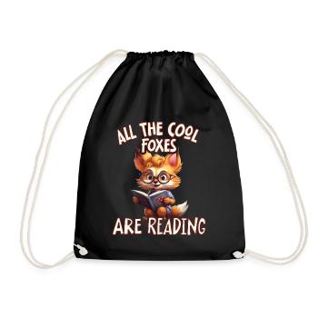 All Cool Kids Read Fox - Drawstring Bag - black - Front