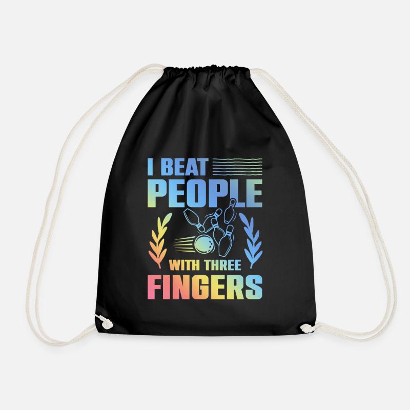 Bowling funny saying - Drawstring Bag - black